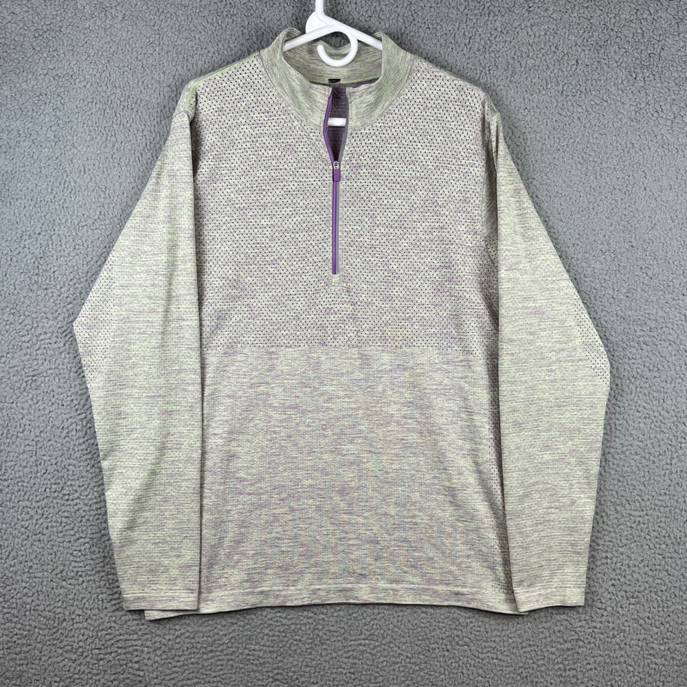Lululemon Metal Vent Tech 1/2 Zip 2.0 Mens Large Green Purple Heathered Pullover